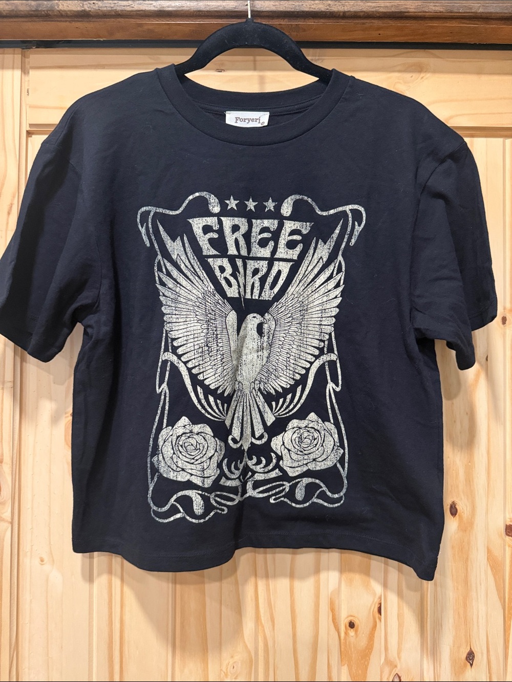 Free Bird Graphic Crop Tee - Black